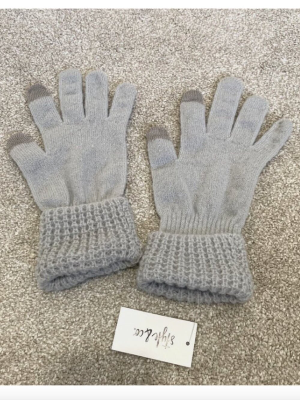 Style & Co Women's Waffle-Knit Cuff Solid Gloves Touchscreen Grey One Size